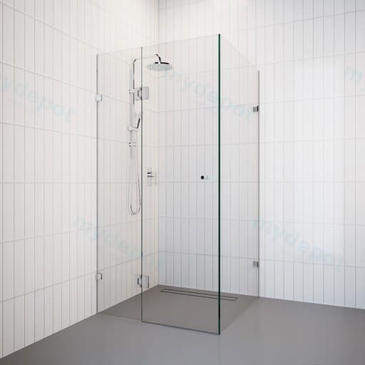 10mm Square Corner Pivot Frameless Shower Screen (AS/NZS 1288 Safety Glass) — commercial plumbing specification